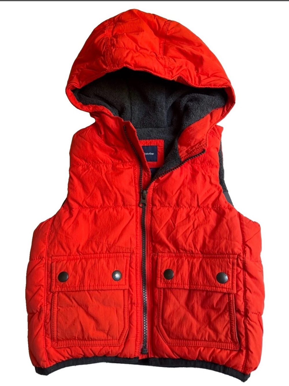 Baby Gap Orange Hooded Puffer Vest 3T